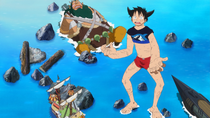 Luffy grows giant sized.