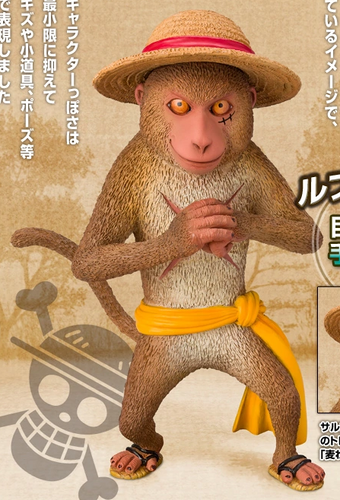 Monkey D. Luffy as Monkey<span style="font-weight: normal"> (<span class="t_nihongo_kanji" lang="ja">モンキー・D・ルフィ as サル</span><span class="t_nihongo_comma">,</span> <i><span class="t_nihongo_romaji">Monkī D Rufi as Saru</span></i><span class="t_nihongo_help"><sup><!--IWLINK'" 1--></sup></span>)</span>