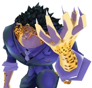 Lucci w hybrydowej formie One Piece: Unlimited Adventure.