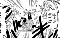 Luffy Emerges From Barrel in the Manga