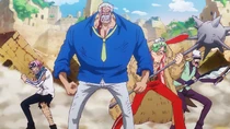Garp and SWORD Battle Pirates on Hachinosu