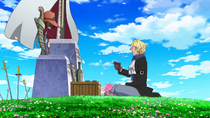 Sabo talks to Ace's Gravestone