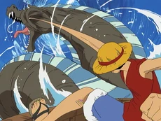 Luffy meninju Penguasa Pantai.