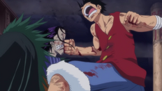 Luffy golpea a Crocodile