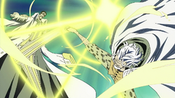 Rayleigh impedisce a Kizaru di colpire Zoro.