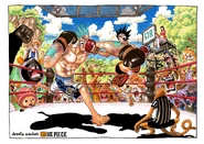 454. Luffy i Franky organizują zapasy bokserskie.