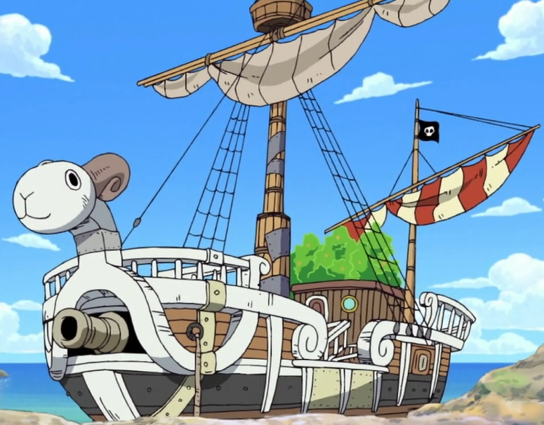 Um personagem do jogo gato em um navio pirata.