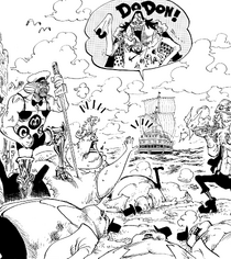 Yarisugi defeats Coribou, while Caribou sails away.