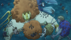 Brook, Neptune, Usopp, and Zoro Captured by the New Fish-Man Pirates