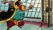 Bear King melawan Luffy.
