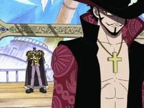 Krieg challenges Mihawk.