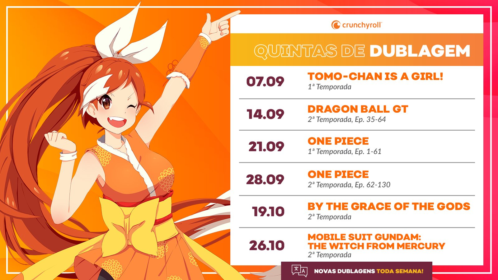Crunchyroll confirma animes dublados na temporada de inverno 2021