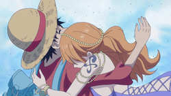 Nami Hugs Luffy