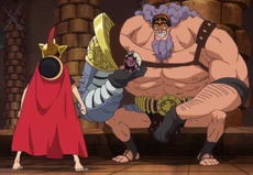 Чёрная Борода говорит с Луффи.