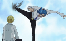 Niji intenta golpear a Sanji