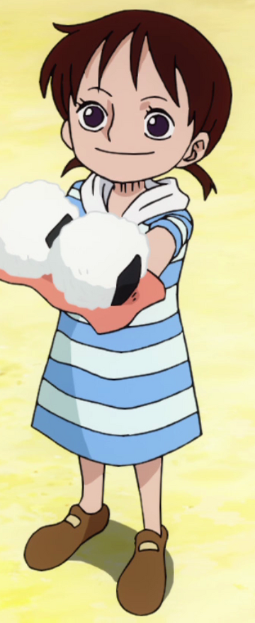 Small girl deals one piece