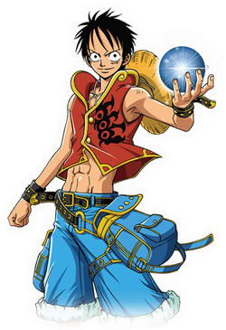 Monkey D. Luffy do One Piece. Imagens do anime e dos jogos.