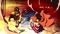 Gladius attacks Luffy and Violetta