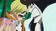 Sanji amenaza a Caesar con su corazón