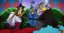 Crocodile dan Mihawk Mengancam Buggy