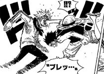 Luffy Defeats Coby at Marineford