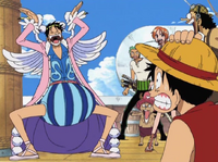 Mr. 2 se transforma en Luffy