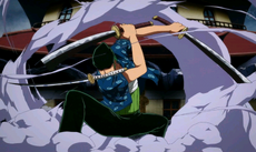 Zoro derrotando a Hatchan