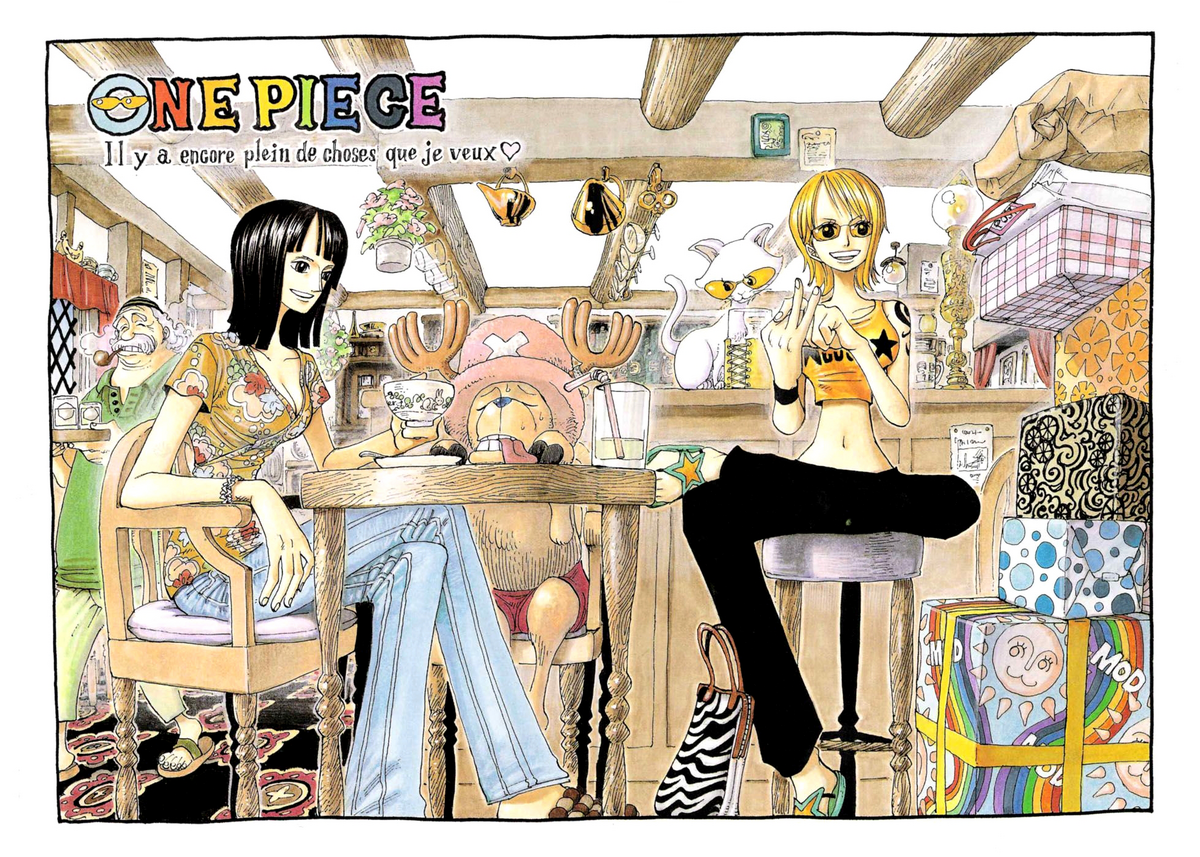 Nami in chapter 100 color spread to chapter 1000 color spread. 900 chapters  later still rocking the crown like a queen! : r/OnePiece