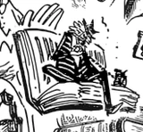 Mont-d'Or usa um livro como cadeira.