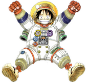 Luffy como um Astronauta em Color Walk 2.