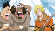 Bomba and Pike ask Sanji for food.