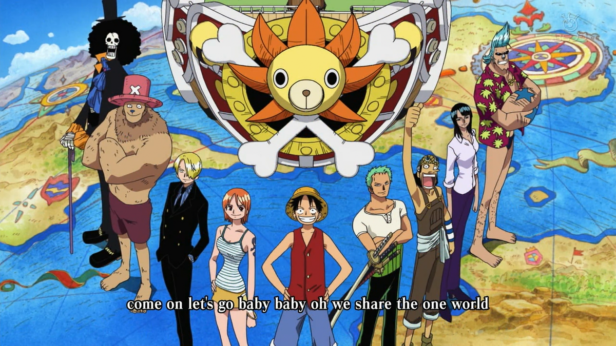 One Piece Opening 1 Japanese/English Lyrics Full Version ) 