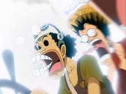 Usopp y Luffy asustados