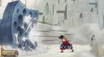 Luffy training to use advanced Armament Haki.