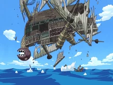 Un galeón cayendo del cielo.