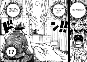 Riku, surpris par l'apparition soudaine de Doflamingo