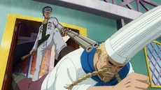 Gin apuntando a Zeff.