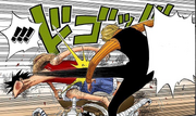 Sanji hits Luffy