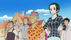 Makino and Mayor at Luffy's Departure