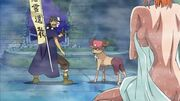 Nami es defendida por Usopp y Chopper.