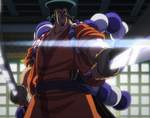 Una réplica perfecta de Oden dibujada por Kanjuro para engañar a los Vainas Rojas, veinte años después de la muerte de Oden.
