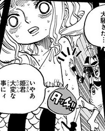 Decken marking Shirahoshi amidst the confusion of her mother's assassination.