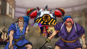 Kakunoshin and Kojuro ask Luffy to move on.