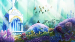 Jinbe sitting by Otohime's tomb.