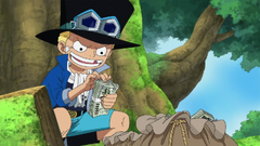 Sabo Counting Ace's Stolen Loot