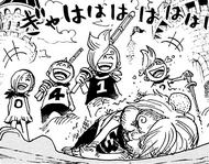 Reiju laughs as her brothers bully Sanji.