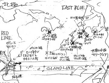 Erste Skizze von Luffys Reise auf dem Eastblue