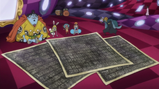 Brook muestra las copias de los poneglyphs