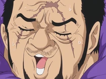 Issho riéndose, ante el absurdo comportamiento de Luffy.