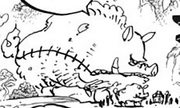 Koyama's larger size compared to Oden and his retainers.